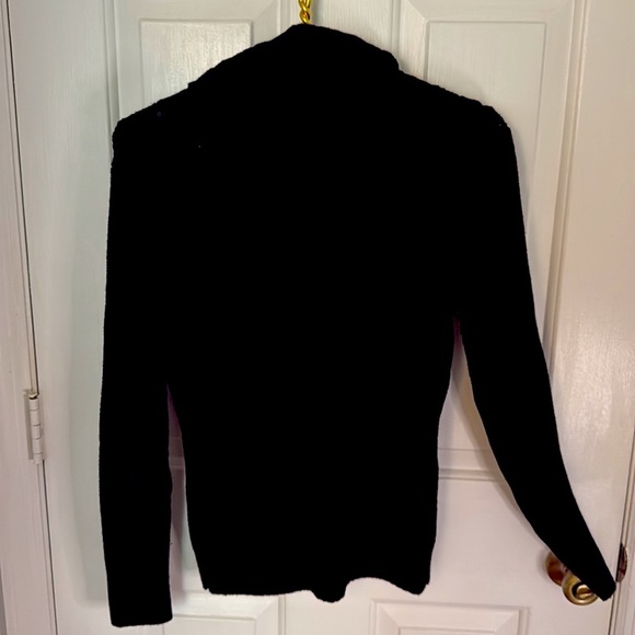 Talbots Black Cowl Neck Heavy  Sweater with Ribbed Texture and Sequins - Picture 4 of 9